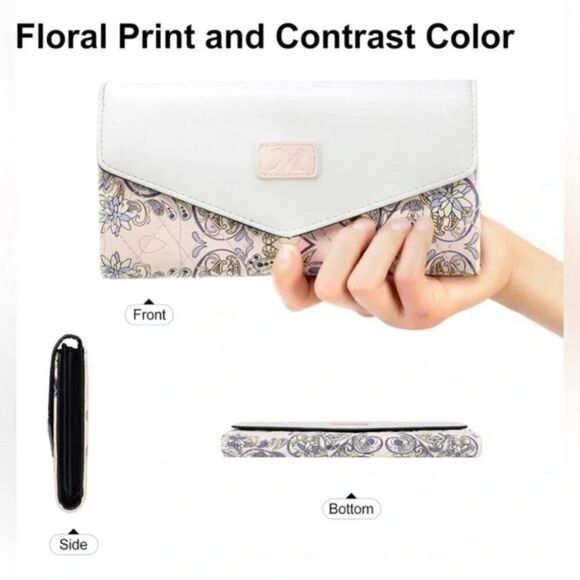 NEW RFID Blocking Trifold Wallet, PU Leather Clutch Multi Card Large - Picture 3 of 7